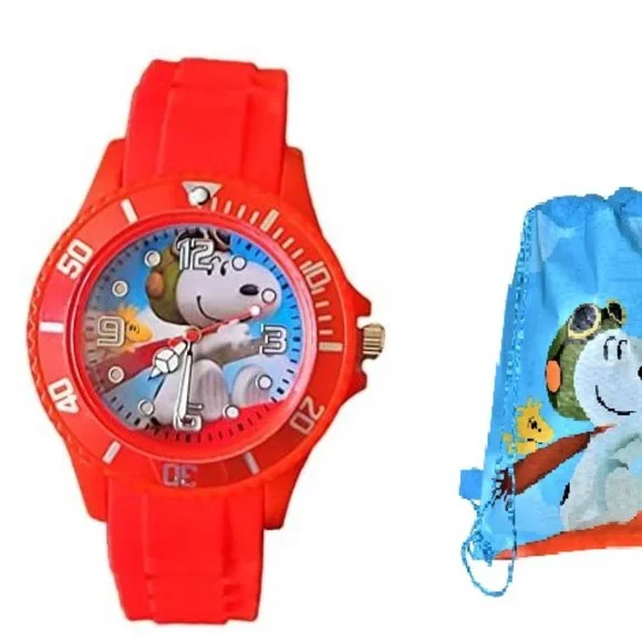 New Snoopy Gift Set Wrist Watch & Drawstring Large Backpack For Children Boys . - Picture 5 of 11